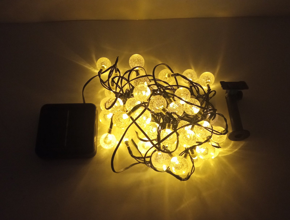 Гірлянда Кулька 50led 7 м (теплий білий) на сонячній батареї Луцьк - фото 1