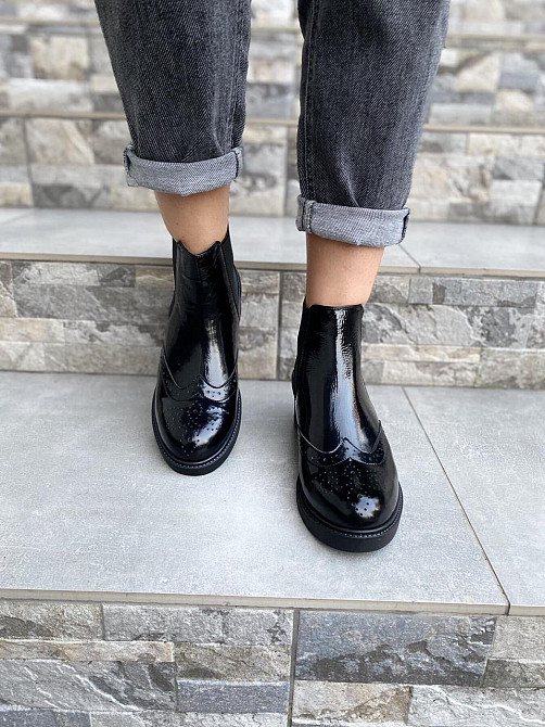 Черевики жіночі Milanti чорні шкіра лакована висота 12см розмір 38 (4187) Коломыя - изображение 5