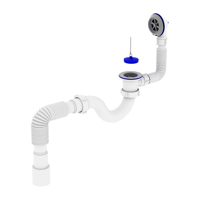 Сифон для ванни Zerix SV-01-A 1 1/2" прямоточний з випуском та переливом (ZX4957) Київ - фото 1