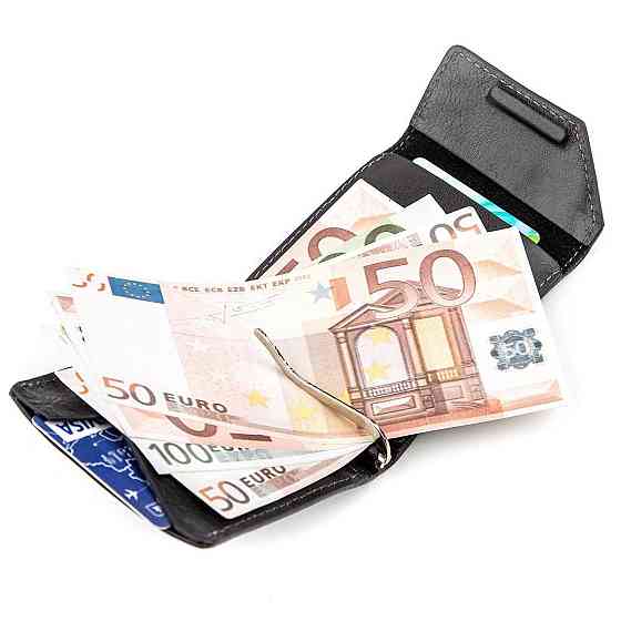 Зажим для денег из итальянской кожи GRANDE PELLE 11149 Черный Киев