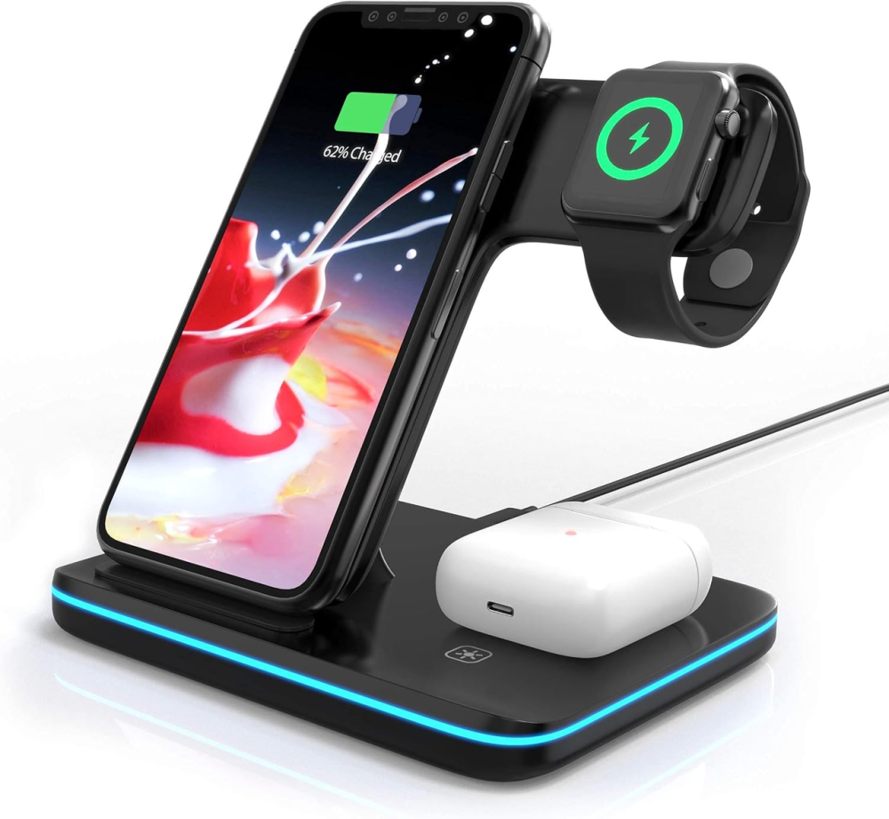 Беспроводная зарядная станция 3-в-1 Ailink Dock Station Gen2 15W для iPhone, Apple Watch, AirPods (Черная) Киев - изображение 2
