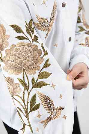 Вишиванка-сорочка для дівчаток біла лляна топ Київ