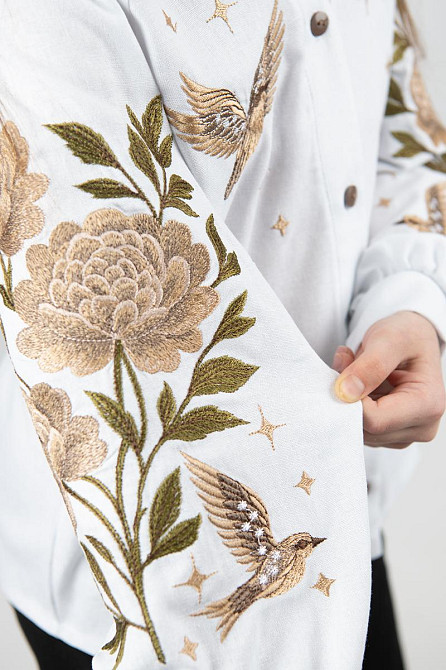 Вишиванка-сорочка для дівчаток біла лляна топ Київ - фото 3