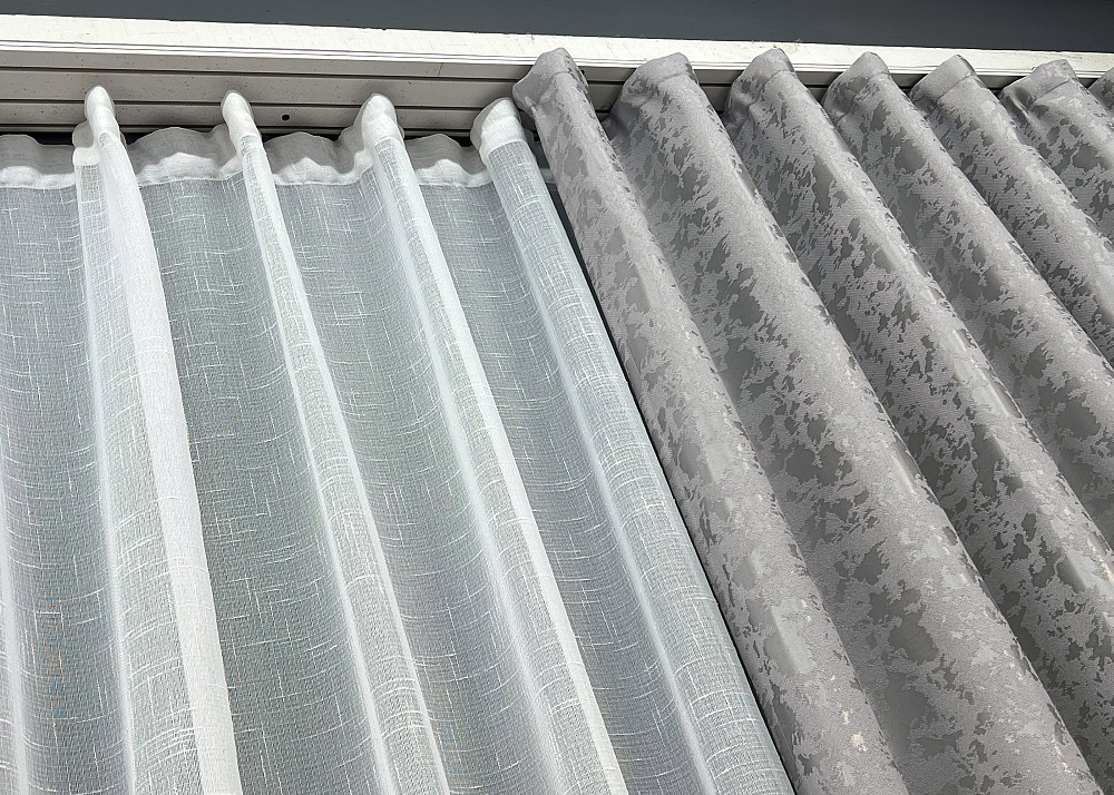 Комплект штор VR-Textil Льон Мармур 150х270 2шт і Тюль 500х270 1263ш-115т Світло-сірий з білим 71-125/4 Київ - фото 7