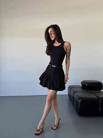 Жіноча спідниця з кокеткою-баський джинс-котон Чорний, 44/46 Одеса