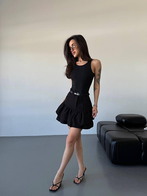 Жіноча спідниця з кокеткою-баський джинс-котон Чорний, 44/46 Одеса - фото 5