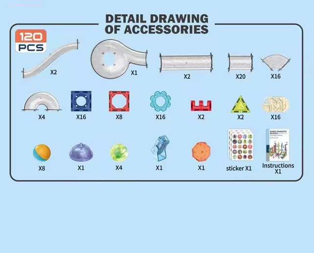 Конструктор магнітний зі світло-звуковими ефектами на 120 деталей Київ - фото 2
