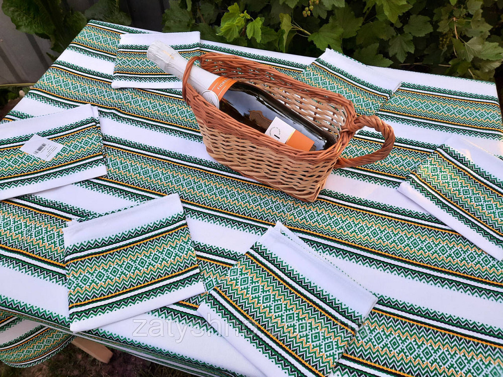 Вишита скатертина на столик у зеленому кольорі Київ - фото 8