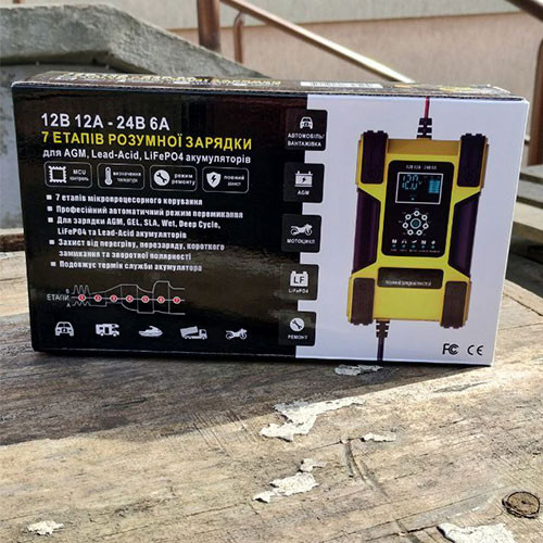 Розумний зарядний пристрій авто акумуляторів 12В-12А 24В-6А РК FOXSUR FBC122412D Вінниця - фото 4