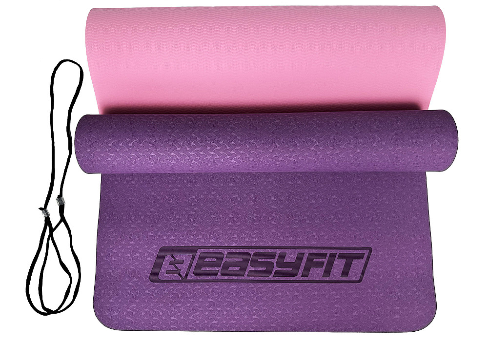 EasyFit Килимок для йоги та фітнесу EasyFit TPE+TC 6мм двошаровий фіолетовий-рожевий Коломыя - изображение 6