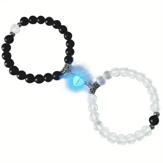 Парные браслеты с сердечком, светящимся в темноте – подарок для пары Киев