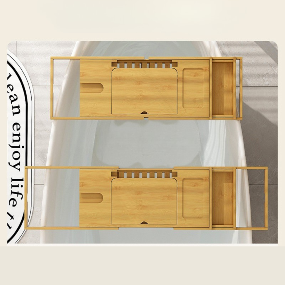 Полиця бамбукова висувна для ванної, довжина 72-105см, накладка на ванну з бамбука, Bamboo_2 Кам'янець-Подільський - фото 13