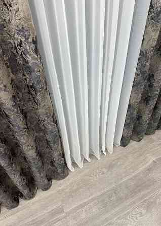 Шторна тканина "Льон Преміум" Туреччина колір чорний з бежевим 1694ш Київ