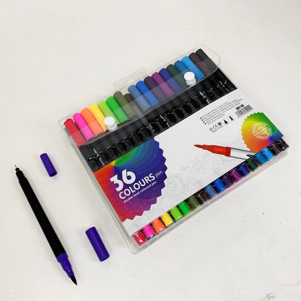 Профессиональный набор 36 шт двухсторонних маркеров линер+кисть с мягкой головкой на водной основе ND-67 Львов - изображение 7