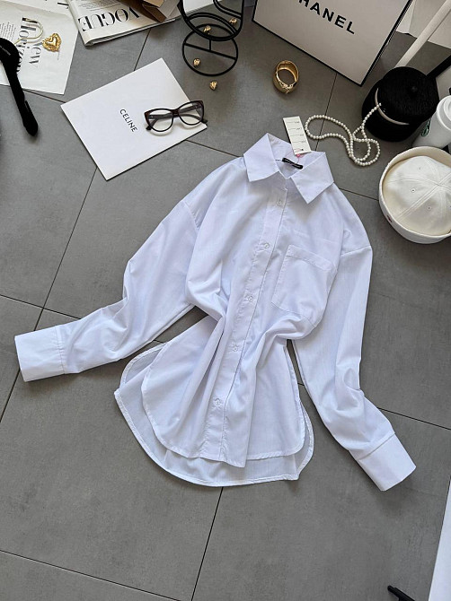 Женская базовая рубашка на пуговицах из хлопка Белый, 42/44 Одесса - изображение 2