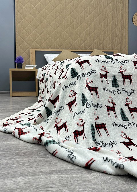 Плед-покривало 200х220 см з різдвяним принтом Різнобарвний (87-337) Київ - фото 7