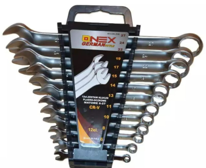 Набор комбинированных ключей OX-3239, 12 шт (6-27 мм), прочная сталь, рожково-накидные Одесса - изображение 1