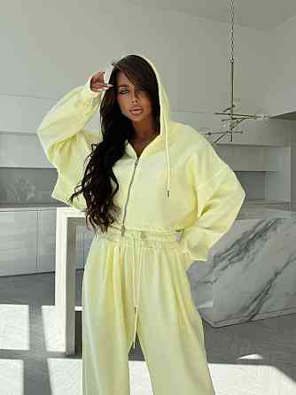 Женский прогулочный костюм двойка: кофта и штаны турецкая двунитка Лимонный, 46/48 Одесса