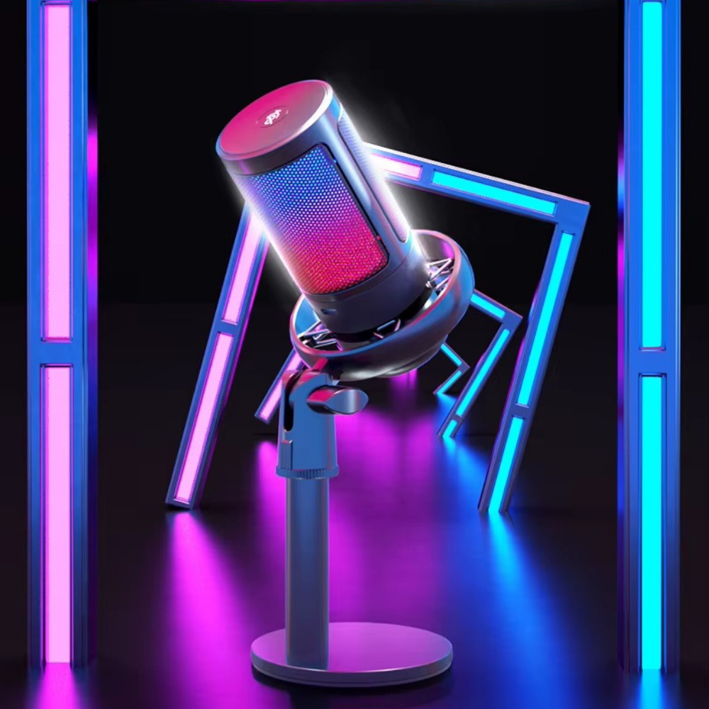 Мікрофон ігровий для стрімінгу для ПК і ноутбука ME6S з USB, шумозаглушенням, RGB і кардіоїдною діаграмою настільний Кам'янець-Подільський - фото 3