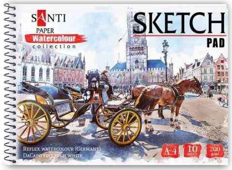 Альбом для акварелі А4/10 арк."Santi""Paper Watercolour Collection""City" 200 г/м на спіралі, 130507 Київ