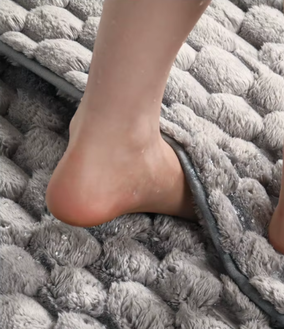 Килимок для ванної та душу килимок з накладкою для ніг у ванну кімнату, фланелевий, атиковзкий 40х60 см, сірий Кам'янець-Подільський - фото 4