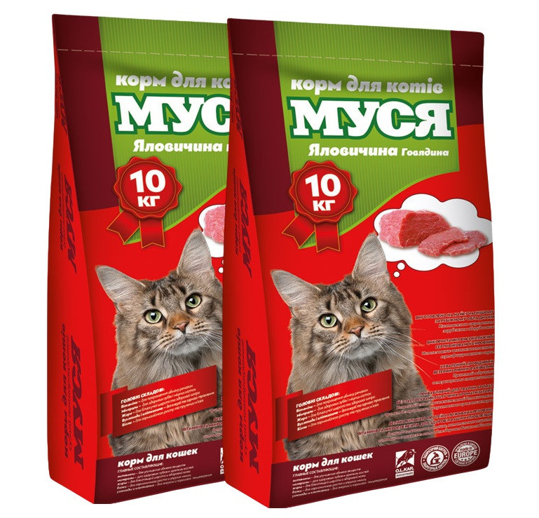 Корм для кішок Муся зі смаком яловичини 1 + 1 (20 кг) Вінниця - фото 1