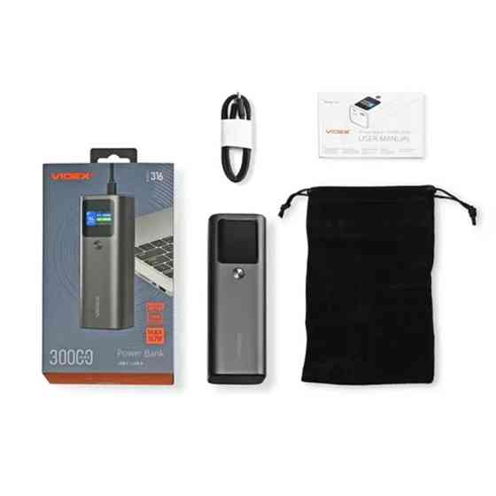 Повербанк (Power Bank) Videx VPB-316 30000mAh PD140W + Display сірий Львів