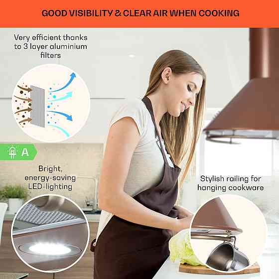 Lumio Primo ретро вытяжка 60см 490 м³/ч LED подсветка медь (Германия, читать описание) Ровно