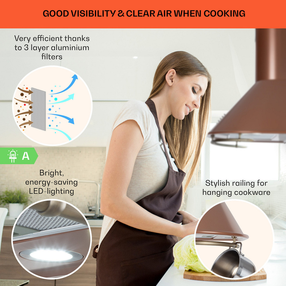 Lumio Primo ретро вытяжка 60см 490 м³/ч LED подсветка медь (Германия, читать описание) Ровно - изображение 4