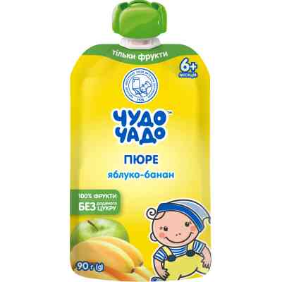 Дитяче пюре Чудо-Чадо яблуково-бананове без цукру, 90г (4820016253643) Вінниця