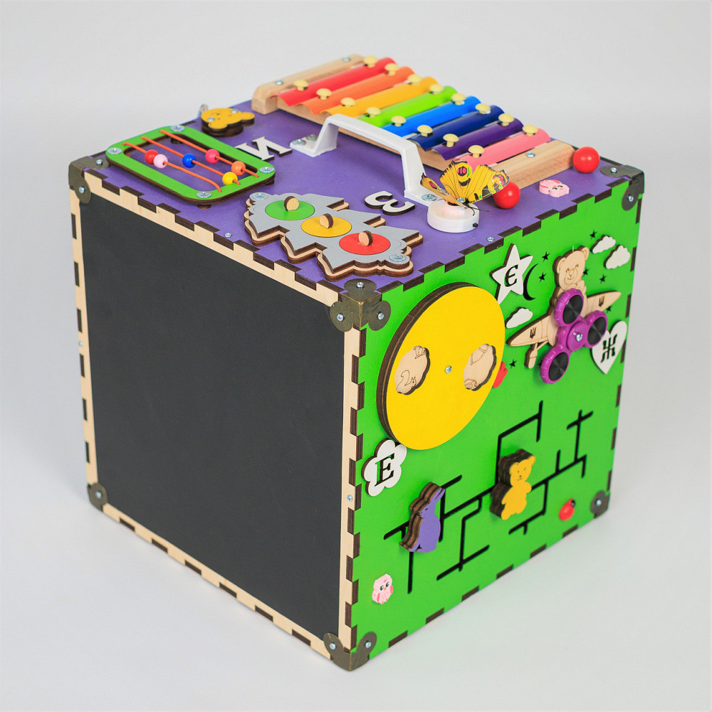 Бизиборд бизикуб 30см Развивающая игрушка детский большой натуральный деревянный Бизиборд бизикуб детский для мальчика и девочки Тернополь - изображение 17