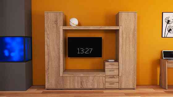 Стенка в гостиную под ТВ Эхо-2, Дуб Сонома, 2160х420х1850 Львов