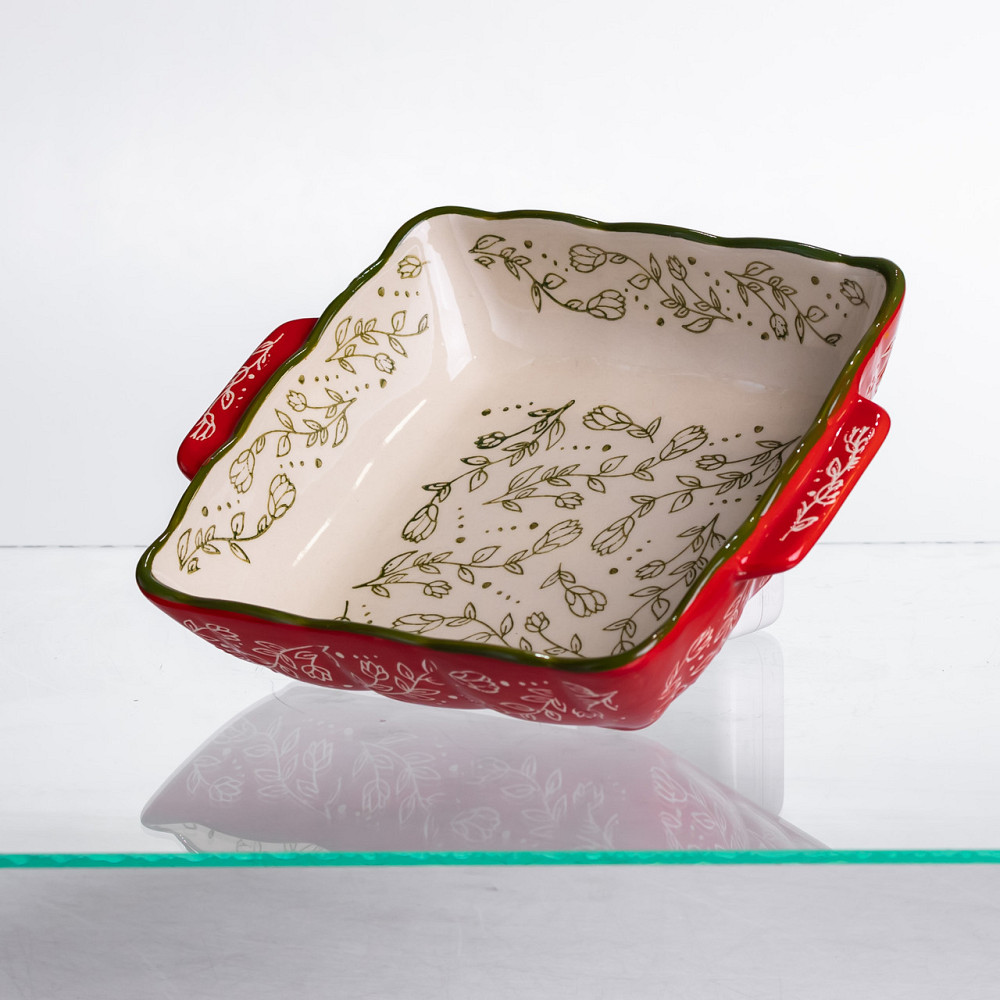 Yiwu Форма для запікання Vintage 20×16.5×4 (см) квадратна з ручками Червона HM04-13 Коломыя - изображение 3