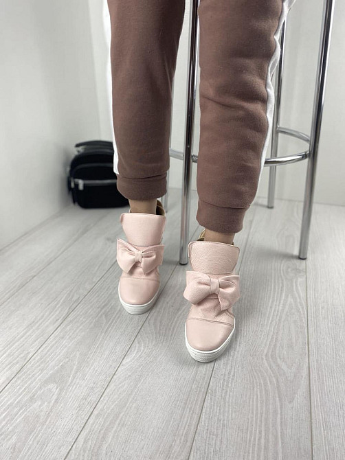 Снікерси жіночі 2415 пудра шкіра натуральна танкетка 38р.-24см. 39р.-25см. (3231) Коломыя - изображение 4