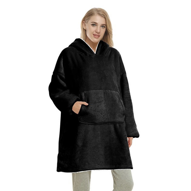 Толстовка плед для взрослых и детей, Двухсторонняя толстовка плед халат Новогодний с рукавами KO-19 Львов - изображение 3