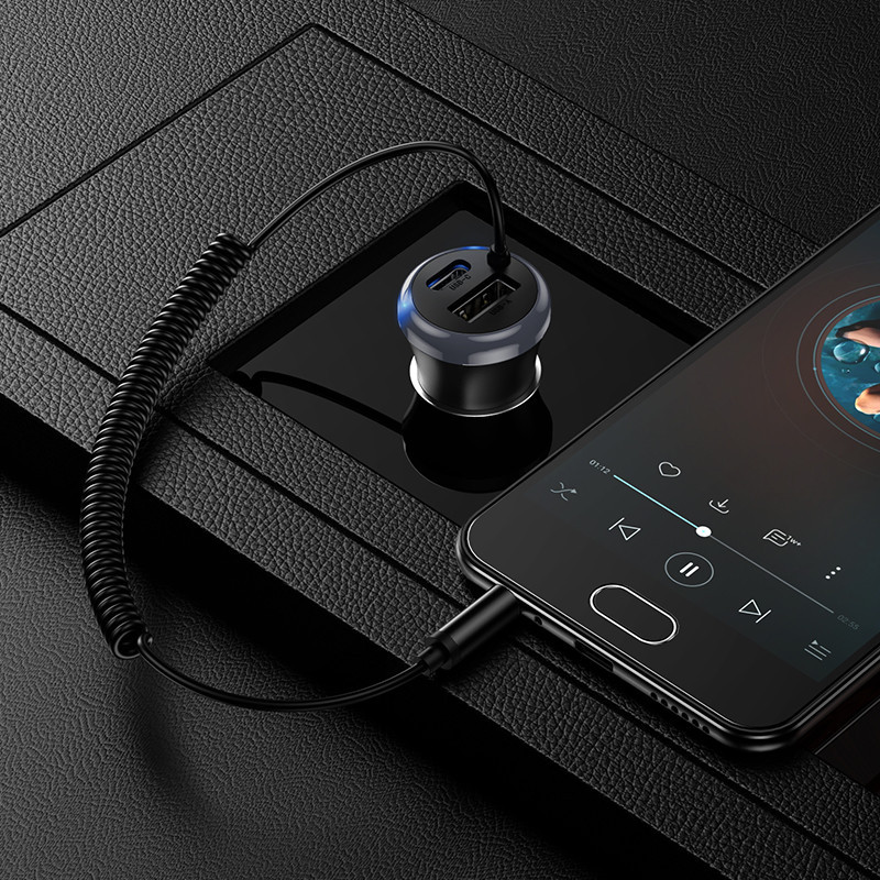 Bluetooth-ресивер BOROFONE BC64 Contento dual-port car BT receiver with built-in cable Black Одесса - изображение 8