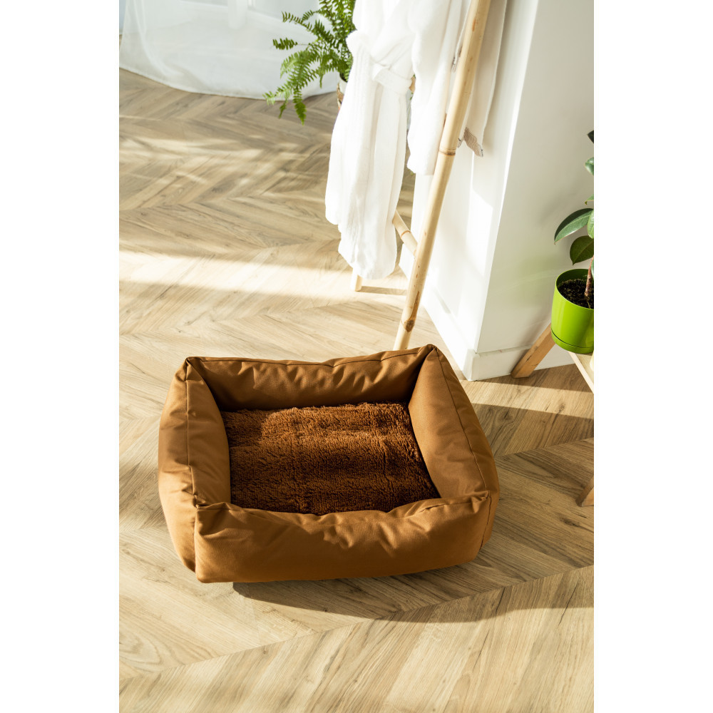 Водовідштовхувальний лежак зі знімним чохлом і двосторонньою хутряною подушкою Incor Коричневий 10040 L (80/60/20) Київ - фото 3