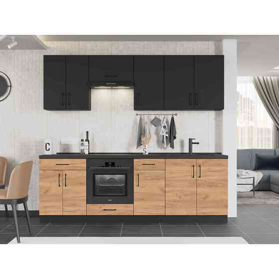 Кухня модульна Эверест Оптима набор №7 Антрацит+Дуб крафт золотой 2,4 м (без столешницы) (DTM-5719) Львов