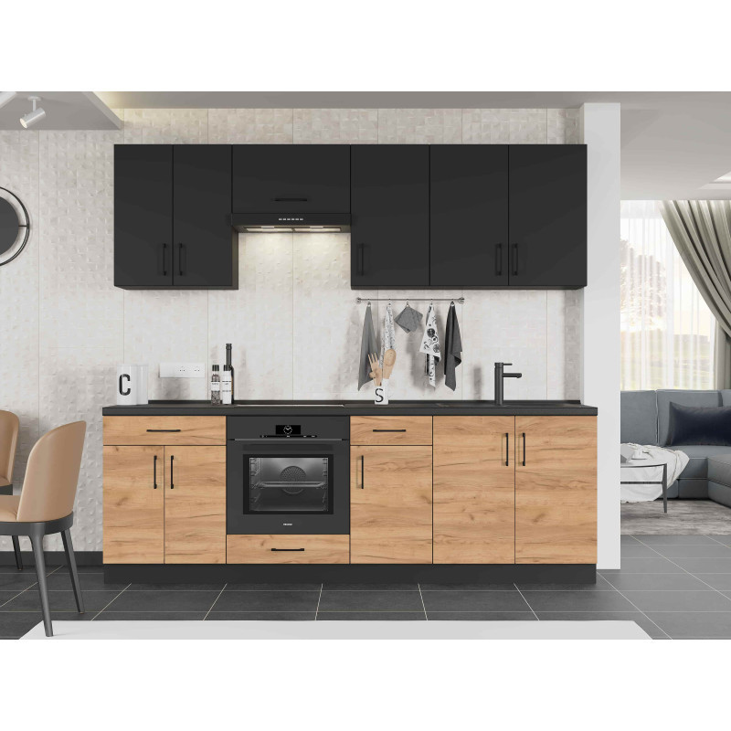 Кухня модульна Эверест Оптима набор №7 Антрацит+Дуб крафт золотой 2,4 м (без столешницы) (DTM-5719) Львов - изображение 1