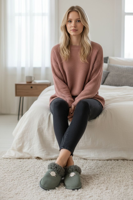 Тапочки женские закрытые PaGo зелений велюр Одесса - изображение 1