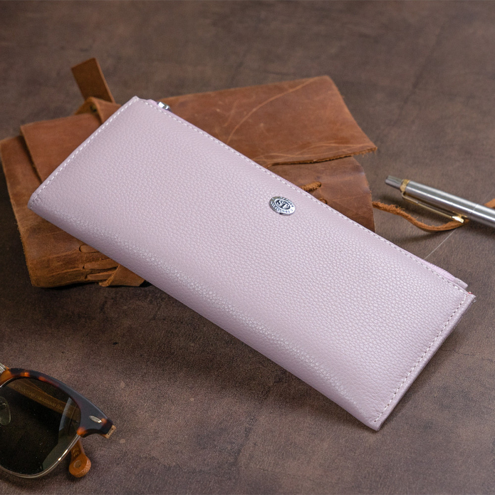 Горизонтальный тонкий кошелек из кожи женский ST Leather 19327 Лиловый Киев - изображение 3