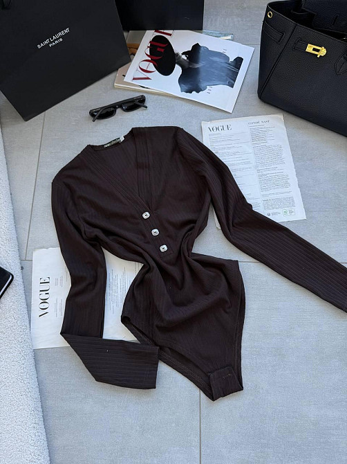 Жіноче тепле базове боді з ангори рубчик Шоколад, 42/46 Одеса - фото 5