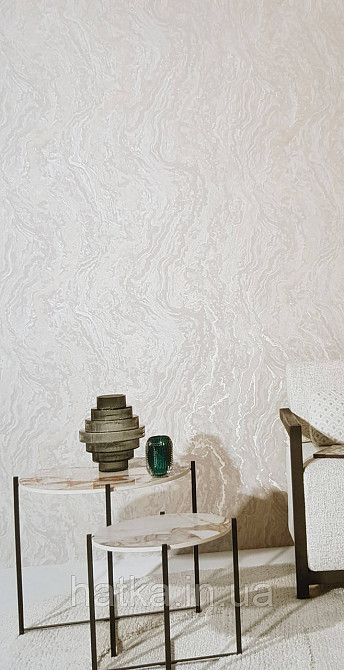 Шпалери вінілові на флізеліні Grandeco Universe метрові під камінь мармур 3д сірі бежеві сріблясті Київ - фото 1