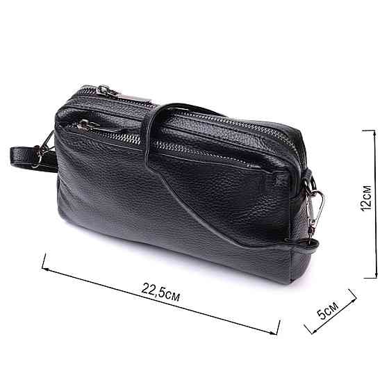 Жіноча сумка-клатч із м'якої натуральної шкіри Vintage 22375 Чорна Київ