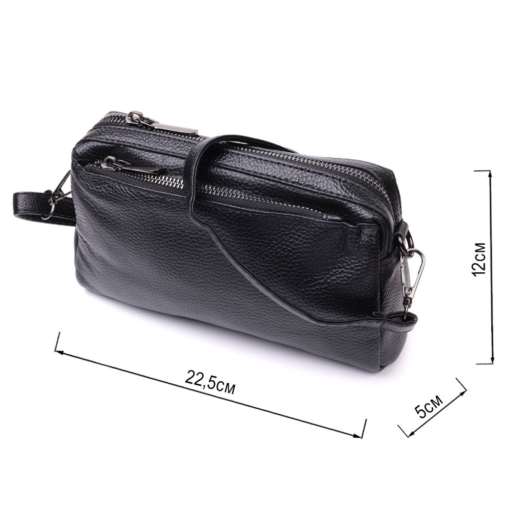 Жіноча сумка-клатч із м'якої натуральної шкіри Vintage 22375 Чорна Київ - фото 3