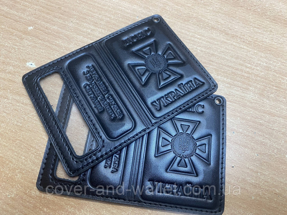 Обкладинка для нового посвідчення ДСНС із кишенею для жетона Puos Чорний Київ - фото 9