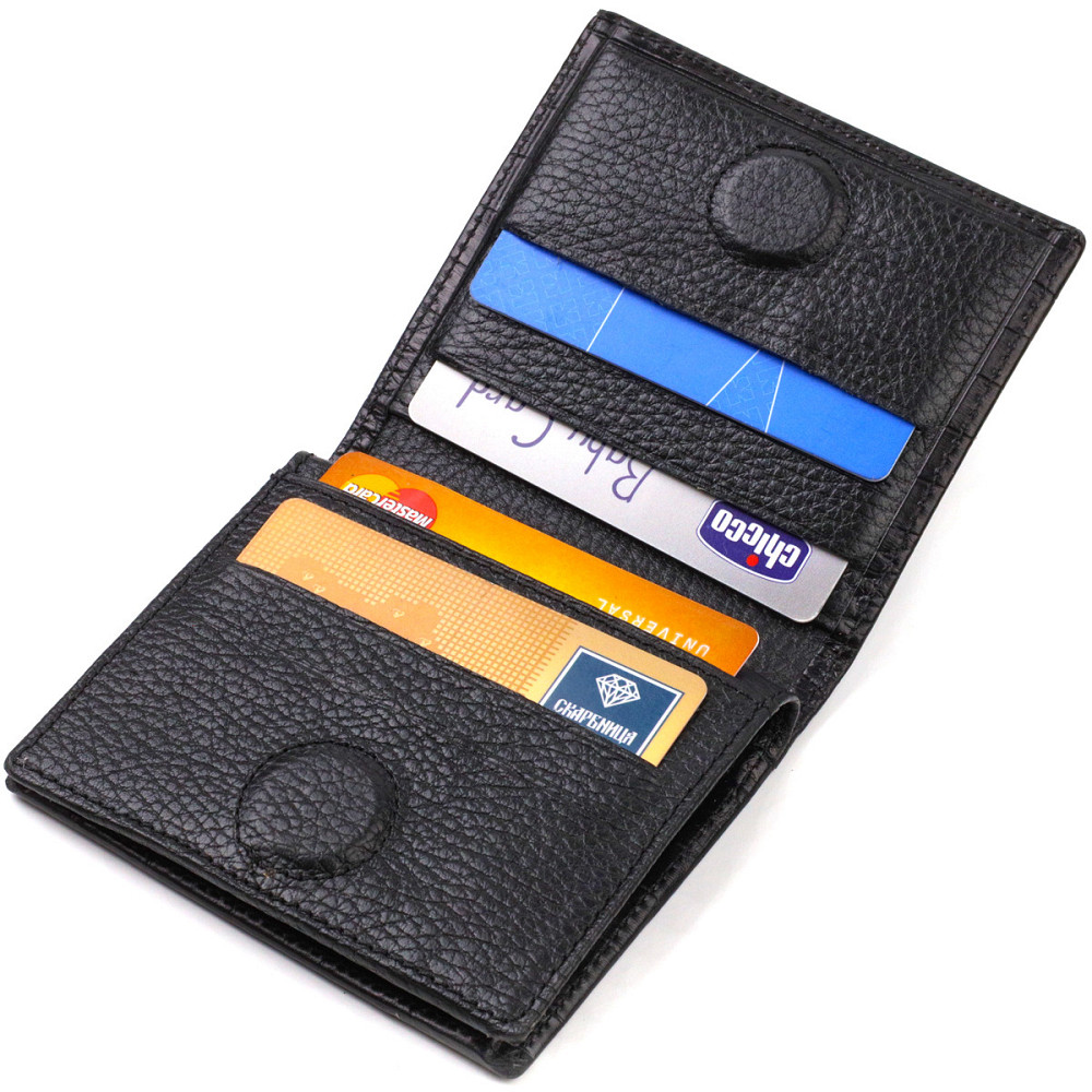 Небольшое кожаное портмоне для мужчин с тиснением под крокодила CANPELLINI 21738 Черное Киев - изображение 6