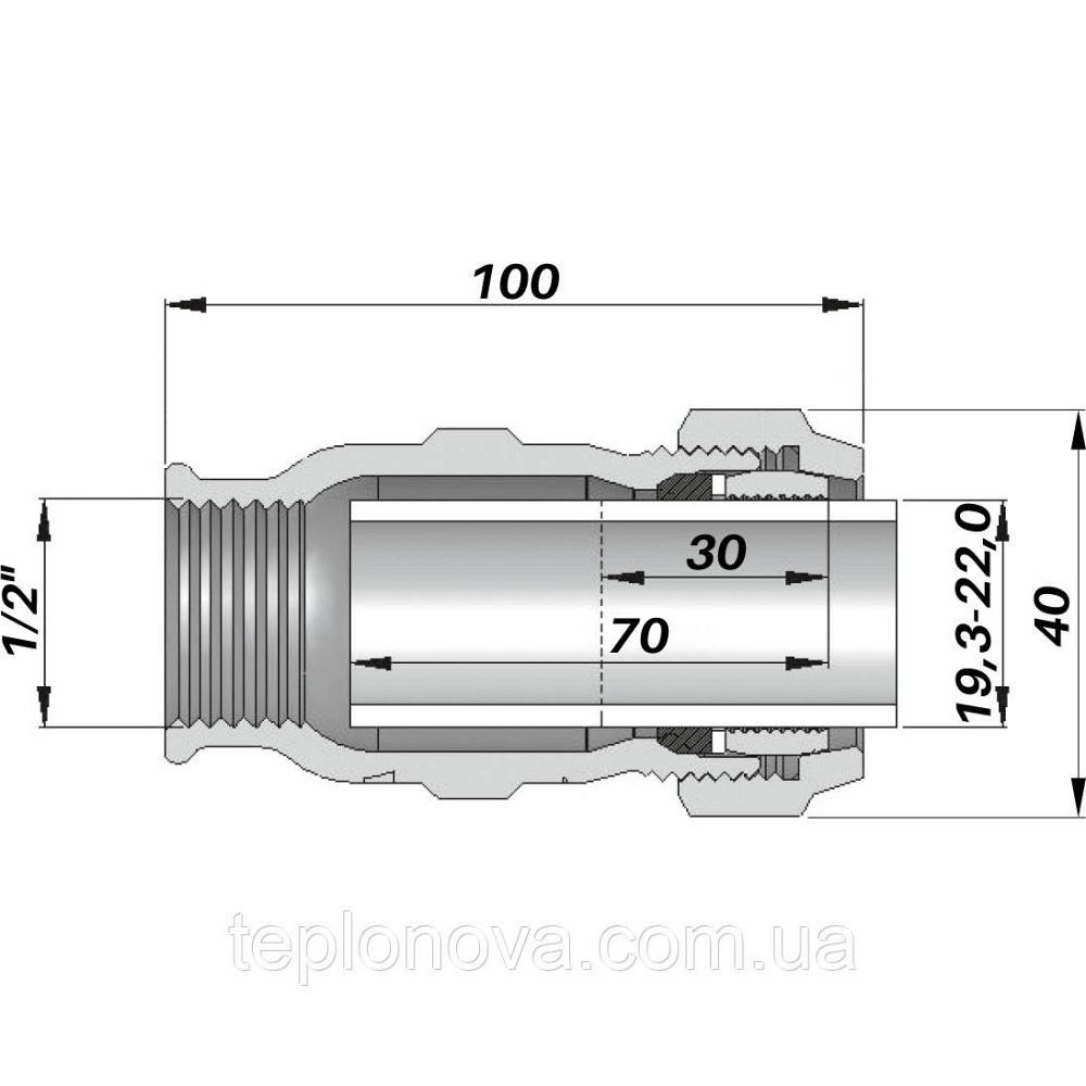 Соединение прямое зажимное с внутренней резьбой DN15(19,3-22,0 мм) х 1/2″ IK AGAflex Черновцы - изображение 3