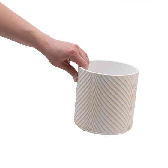 elemi Кашпо для квітів керамічне elemi "Листок" (білий + бежевий) 16" круглий 2,3 л Коломыя