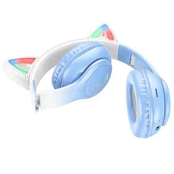 Навушники HOCO W42 Cat ears BT headphones Crystal Blue Київ